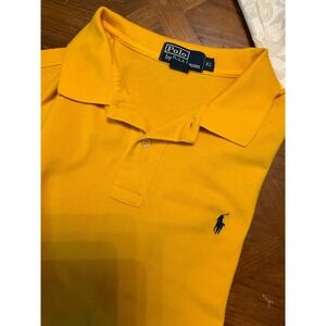 Polo Ralph Lauren Collar 1/4 Button Polo Cotton Men's Pullover Yellow Sz XL Pony